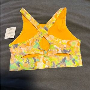 Fabletics Yellow and Green Patterned Sports Bra